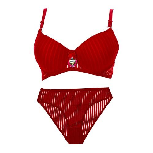 Dökmetaş 1100 Bayan Destekli Kalın Çizgili Sütyen Takımı 80-90