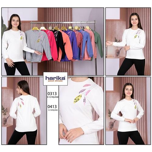 Harika Çocuk 0413 Kız Çocuk Yaprak Nak 2 İp Sweat 13-16 Yaş