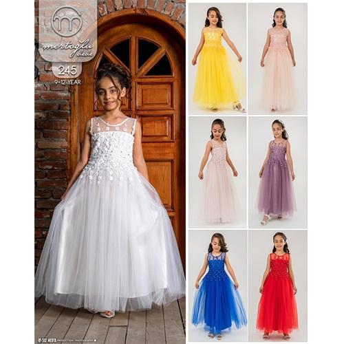 Mertoğlu 245 Kız Çocuk İncili Tüllü Abiye Elbise 9-12 Yaş