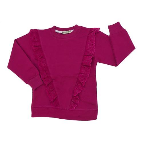 Almila 1126 Kız Çocuk Peluş Güpür Detay Modelli Penye Sıfır Yaka Sweat 9-12 Yaş