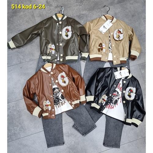 Mıncırık Kids 514 Erkek Bebe Deri Ceketli 3 Lü Takım 6-24 Ay