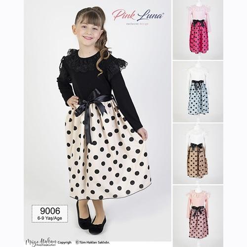 Pink Luna 9006 Kız Çocuk Puantiyeli Elbise 6-9 Yaş