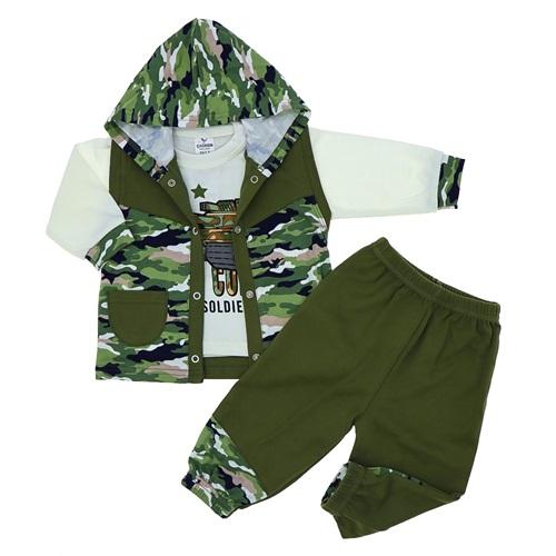 Çağkon 2011 Erkek Çocuk Kapşonlu Kamuflaj Yelekli Takım 1 Yaş