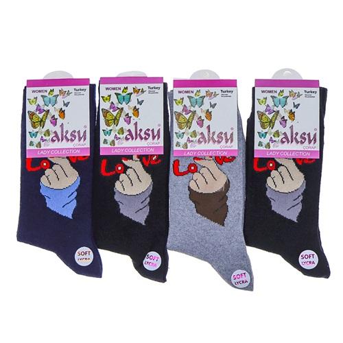 Aksu 1431 Bayan Desenli Likralı Mevsimlik Soket Çorap