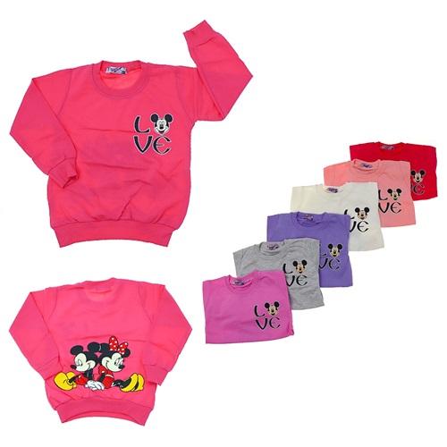 Minika Kız Çocuk Mickey Mouse Love Baskılı Penye 2 İp Sweat 3-10 Yaş