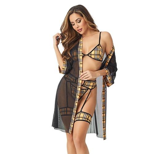 Lily Bicnca 9049 Bayan Jartiyerli Ekose Fantazi Gecelik