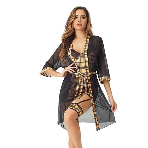 Lily Bicnca 9052 Bayan Jartiyerli Ekose Fantazi Gecelik