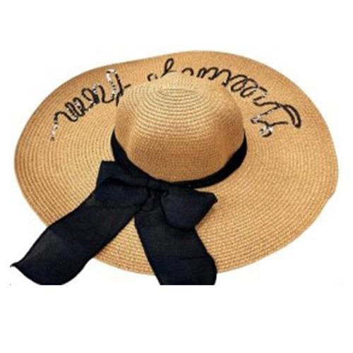 Hertex 10-5 Bayan Pul Nakışlı Geniş Kenarlı Hasır Şapka