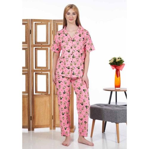 Estiva 24127 Bayan Süprem Boydan Düğmeli Kısa Kol Pijama Takımı S-M-L-XL