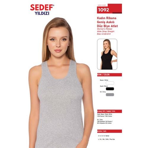 Sedef Yıldız 1092 Bayan Ribana Geniş Askılı Düz Atlet