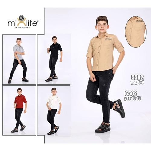 Mixlife 6502 Erkek Çocuk Adcentures Sport Nakışlı Şamre Keten Takım 10-13 Yaş