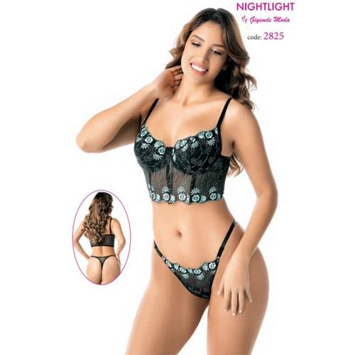 NightLight 2825 Bayan Çiçekli Büstiyer Takım SM-LXL