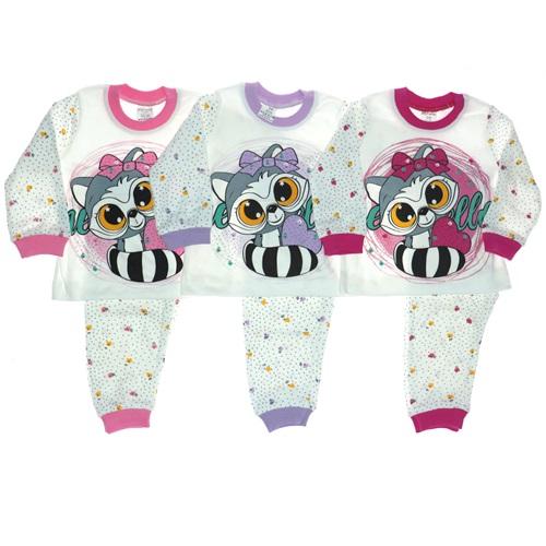 5310 Çiçekli Penye Çocuk Pijama Takım 6-9-12 Aylık
