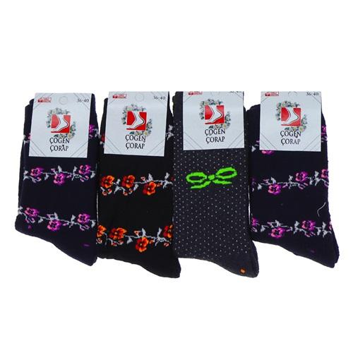 Çöğen 7439 Bayan Likralı Desenli Havlu Soket Çorap