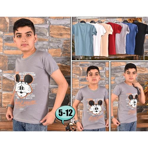 Kardeşler-Erkek Çocuk Çizgi Mıckey Baskılı Sweat Tişört 9-12 Yaş