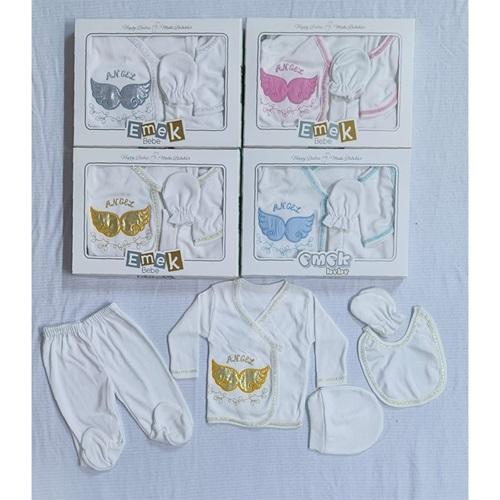 Emek Bebe Nakışlı 5 Parça Penye Zıbın Seti 0-3 Ay