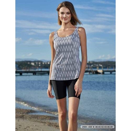 Estiva 2569 830 Bayan Zikzaklı Taytkini Mayo Battal L-5XL