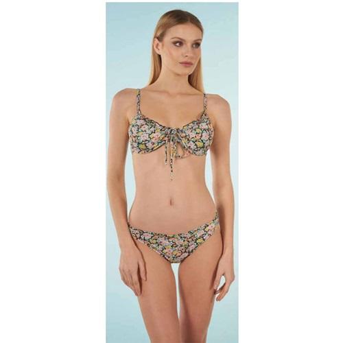 Estiva 2530 945 Bayan Büzgülü Çiçekli Balenli Bikini M-2XL