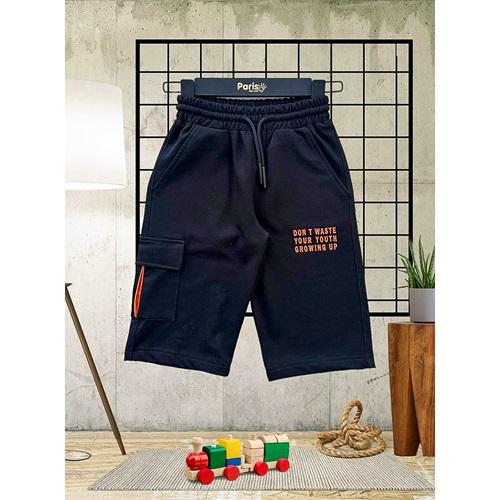 Paris Kids 8009 Erkek Çocuk Kompak Dont Waste Baskılı Körüklü Kargo Cepli Kapri 5-8 Yaş