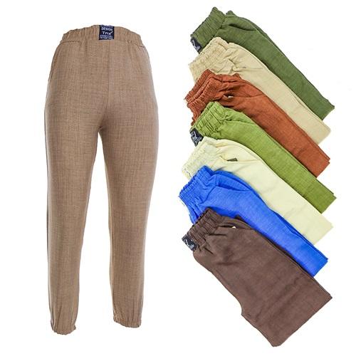 Tonbix 1454 Kız Çocuk Keten Lastikli Cepli Pantolon 11-15 Yaş