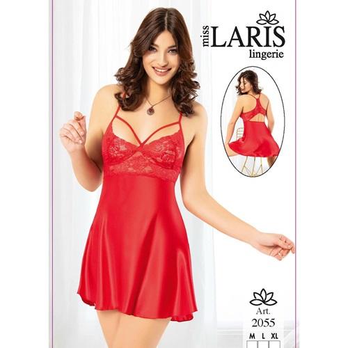 Miss Laris 2055 Bayan Dantelli Saten Kısa Gecelik