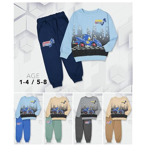 One Boys 620 Erkek Çocuk Sıfır Yaka Sonic Riders Baskılı 2 İp Takım 1-4 Yaş