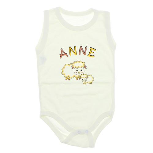 Lüxeline Çocuk Anne Baskılı Sıfır Kol Çıtçıtlı Badi 3-6-9 Ay