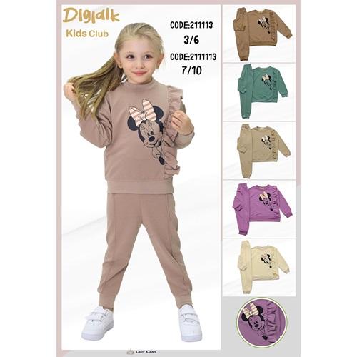 Dıgıdık Kids 211113 Kız Çocuk Penye 2 İp Mickey Baskılı Büzgülü Takım 3-6 Yaş