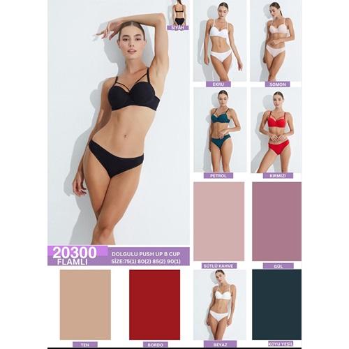 DP De Pier 20300 Bayan Flamlı Dekolte Dolgulu Sütyen Takım 80-95