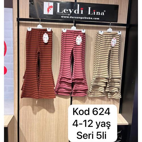 Leydi Lina 624 Kız Çocuk Çizgili İspanyol Tayt 4-12 Yaş (5 Li)