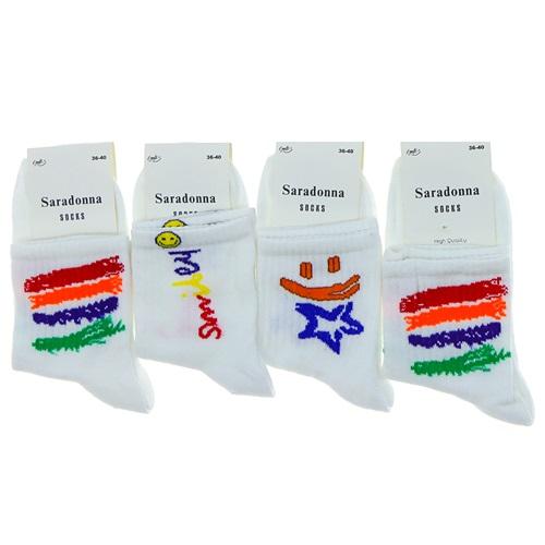 Saradonna 9628 Bayan Likralı Desenli Kolej Çorap
