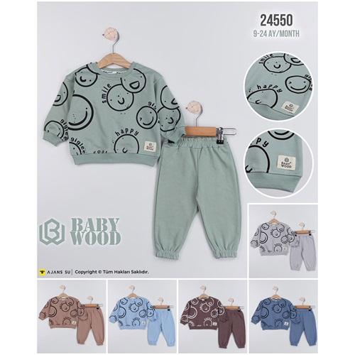 Babywood BW-24-550 Erkek Bebe 2 İplik Smaile Baskılı Takım 9-24 Ay