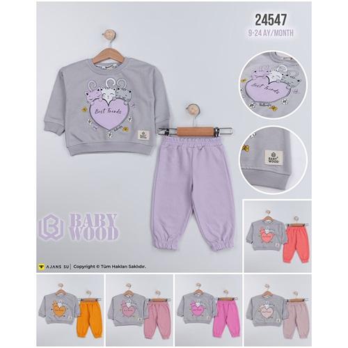 Babywood BW-24-547 Kız Bebe 2 İplik Best Friends Baskılı Takım 9-24 Ay