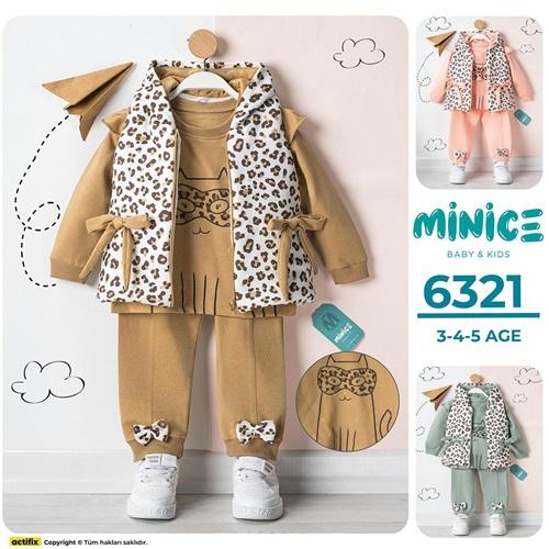 Minice 6321 Kız Çocuk Penye Leopar Baskılı 3 lü Takım 3-5 Yaş
