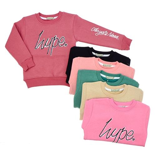 Almila 1119 Kız Çocuk Hupe Nakışlı 3 İp Sıfır Yaka Sweat 5-8 Yaş