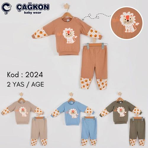 Çağkon 2024 Erkek Çocuk Penye Aslan Baskılı Takım 2 Yaş