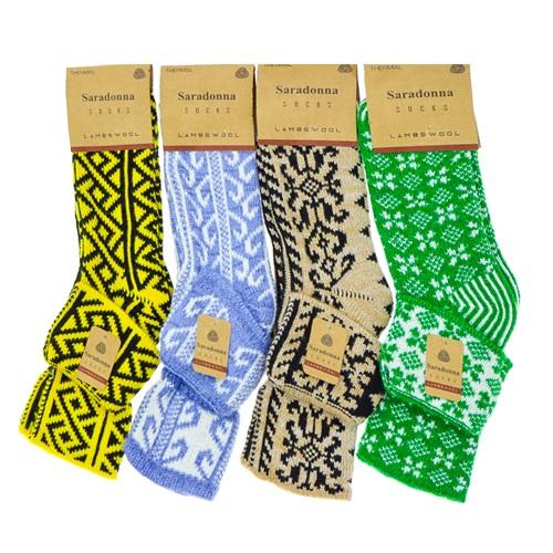 Saradonna 1523 Bayan Motif Desenli Anne Yün Çorap