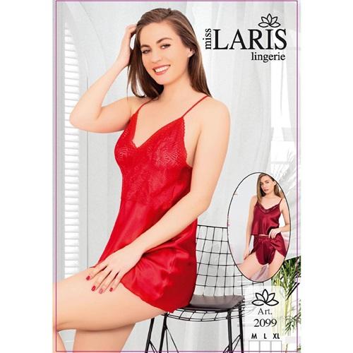 Miss Laris 2099 Bayan Dantelli Saten Kısa Gecelik