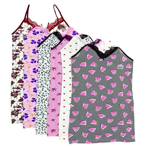 Polcan 4300 Bayan Viskon Penye Empirme Desenli İp Askı Atlet M-XL