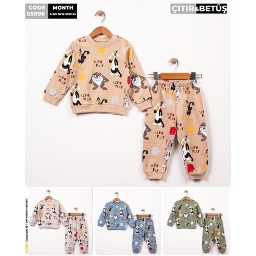 Çıtır Kids 5969 Erkek Bebe Penye Looney Tunes Karakter Baskılı Takım 6-24 Ay