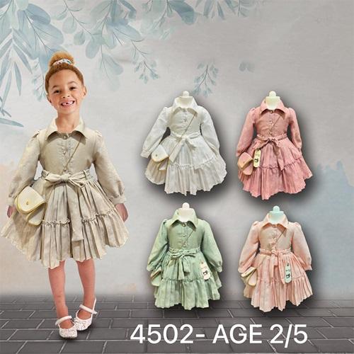 Neo Style 4502 Kız Çocuk Piliseli Çantalı Elbise 2-5 Yaş