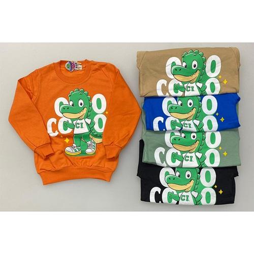 Minika Erkek Çocuk 2 İp Sevimli Dinozor Baskılı Sweat 3-10 Yaş