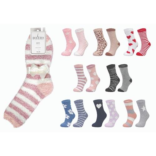 Bolero B25 Bayan Desenli Peluş Havlu Soket Çorap (12 Li)