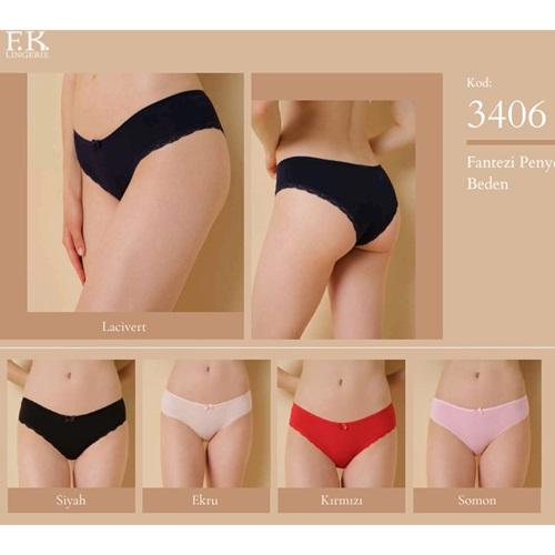 F-K 3406 Bayan Penye Dantelli Bikini Külot S-M-L-XL