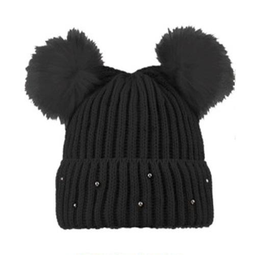 Suyutti K24420-01-001 Bayan Çift Ponponlu Taşlı Bere