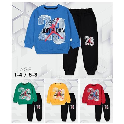 One Boys 619 Erkek Çocuk 3 İp 20 Jordan Baskılı Sıfır Yaka Takım 5-8 Yaş