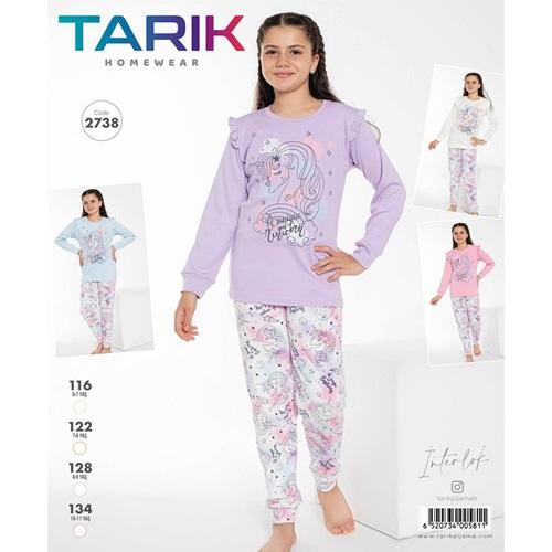 Tarık 2738 Kız Çocuk İnterlok Unicorn Baskılı Pijama Takımı 6-11 Yaş