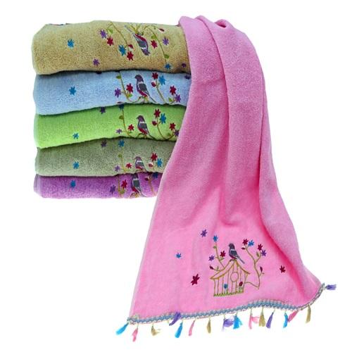 Murat 2,550 Gr Nakışlı Renkli Ponponlu El Yüz Havlusu 50x90 cm