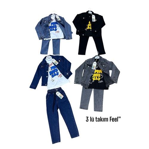 Paşacan 25905-2 Erkek Çocuk 3 Lü Klasik Blue Rock Kot Takım 6-9 Yaş