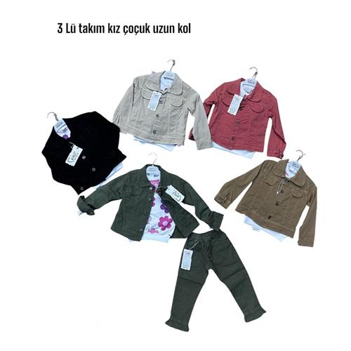 Kalp Kids 67180-1 Kız Çocuk Pile Detay Pdf 3 Lü Kot Takım 3-7 Yaş